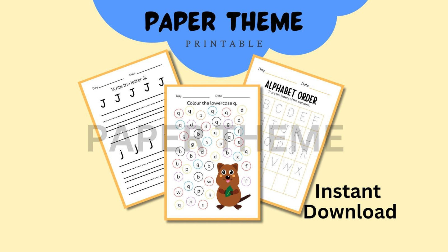 Preschool Coloring Book | Tracing & Reading | Instant Download