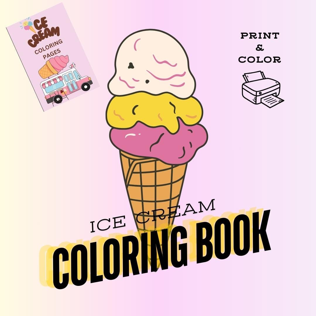 Kids' Ice Cream Coloring Book Digital & Printable for iPad + Android + Computer