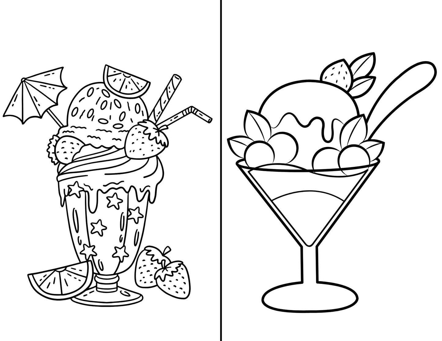 Kids' Ice Cream Coloring Book Digital & Printable for iPad + Android + Computer