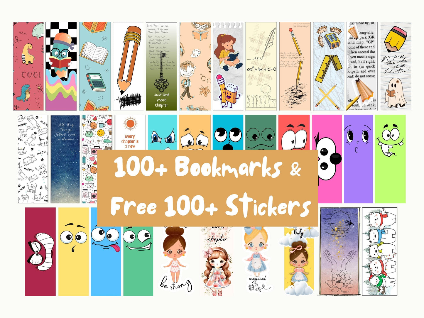 Easy Print Cut Bookmarks and Stickers | Instant Download DIY Craft for Teens and Tweens