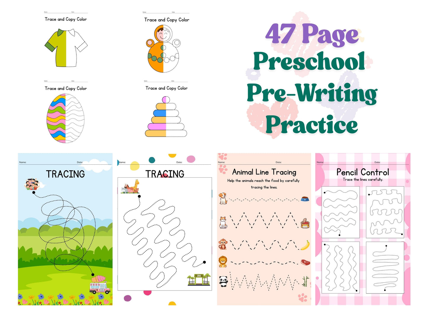 Tracing Fun Preschool Pre-Writing Practice Confident Tracing For Little Learners Letter Size