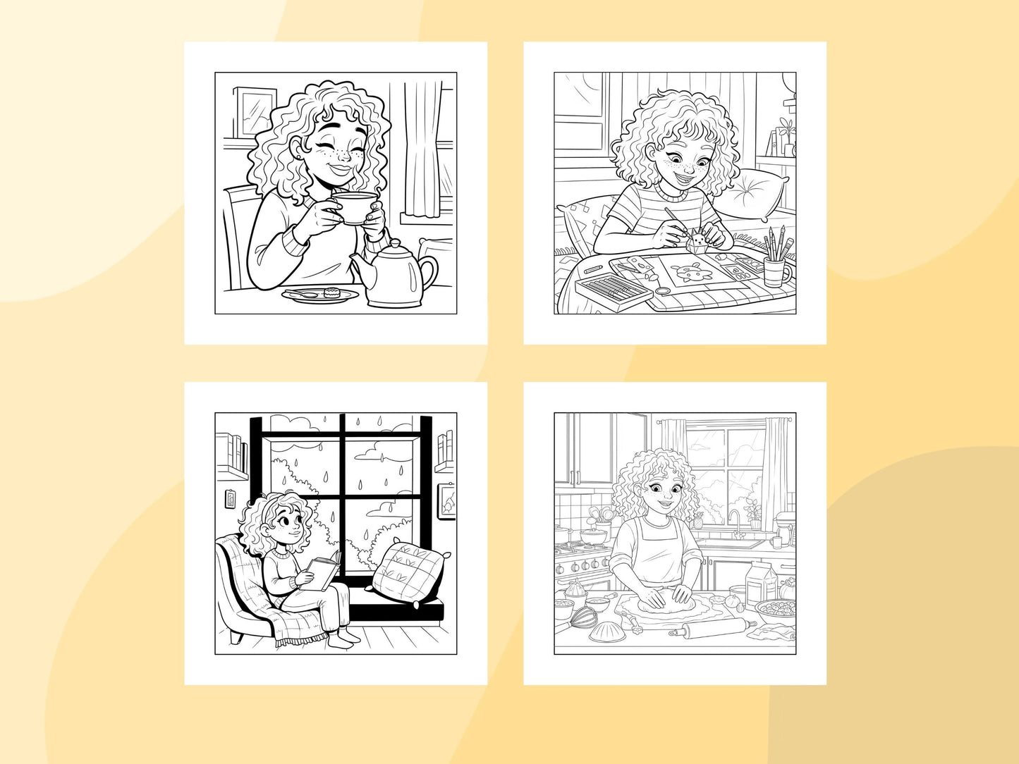 Cozy Girl Life Coloring | Set 25 pages | Instant Download PDF