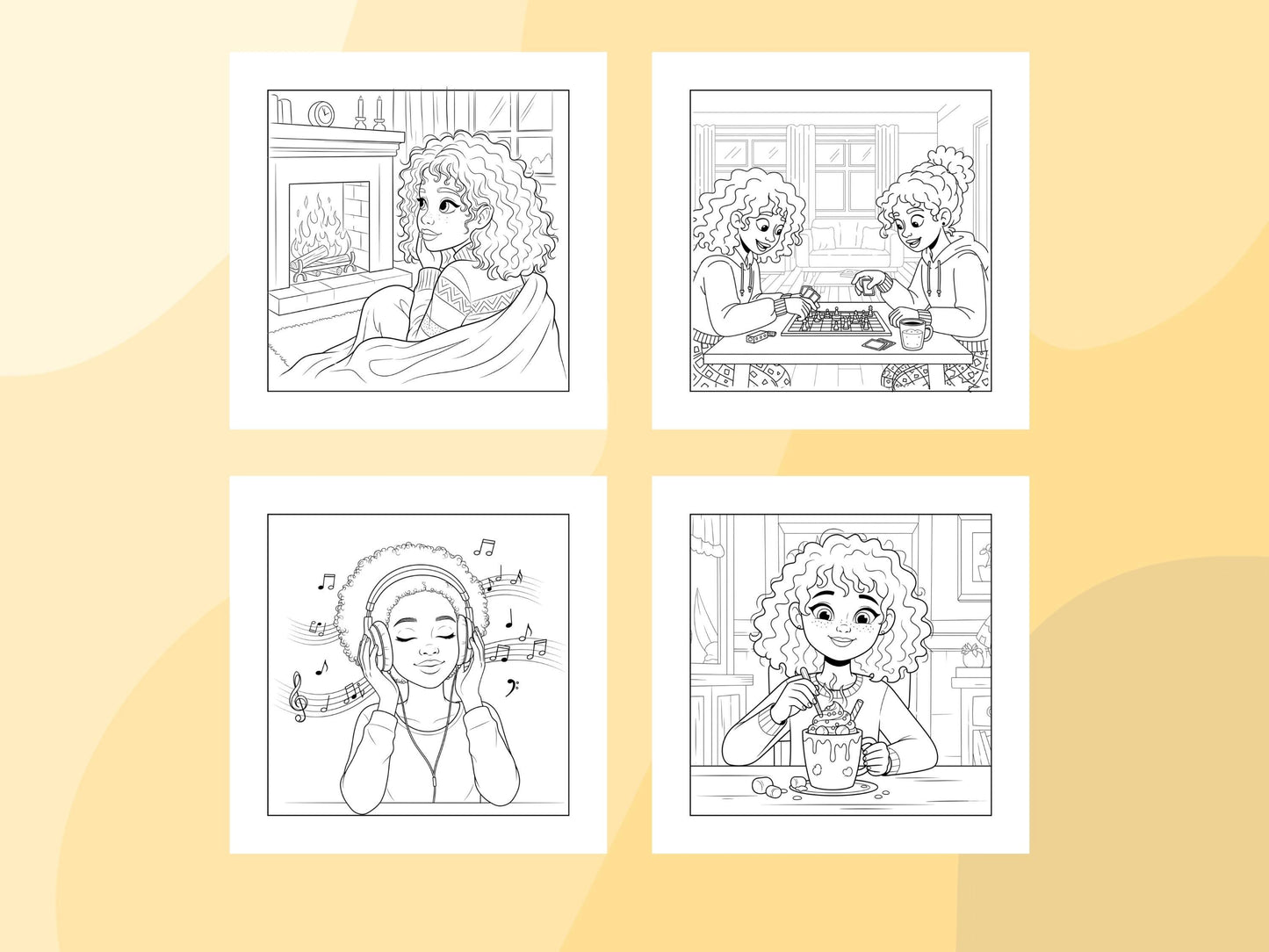 Cozy Girl Life Coloring | Set 25 pages | Instant Download PDF