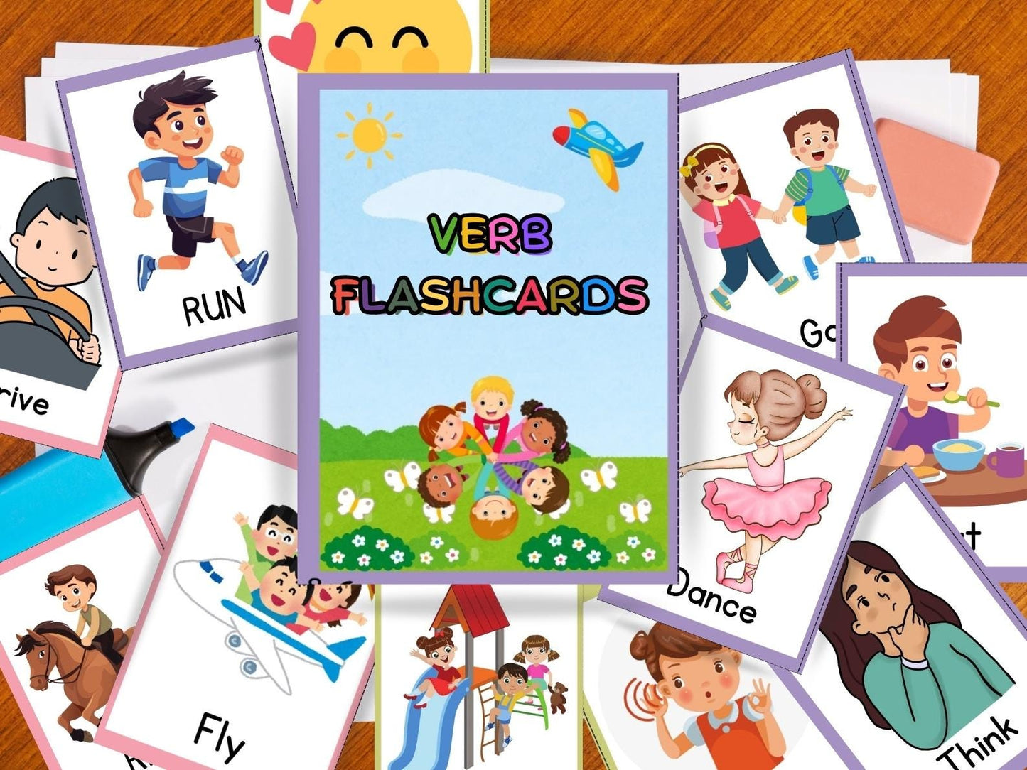 Alphabet | Verb Flash Cards | Instant Download