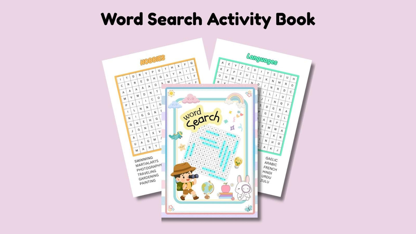 Words Search Fun Activities | For Kids And Adults | Instant Download