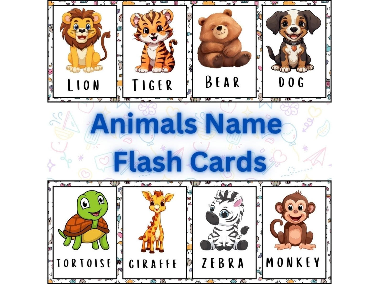 Animal Names Multiplication Table Kids Reading Skills | Instant Download