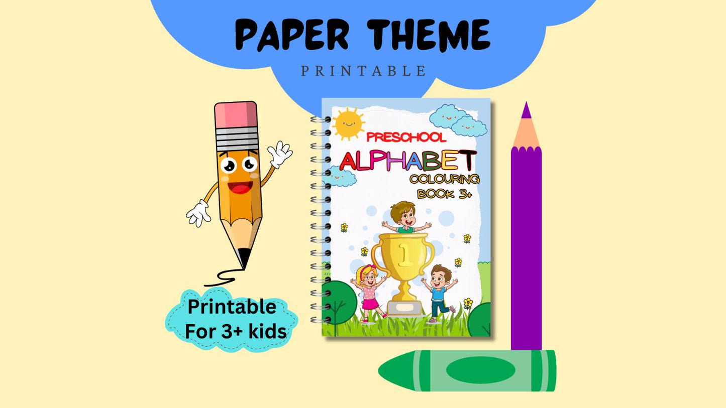 Preschool Coloring Book | Tracing & Reading | Instant Download