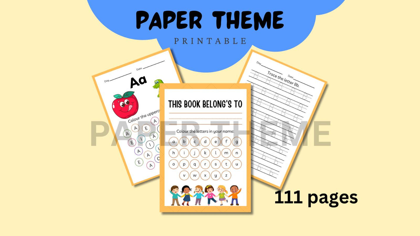 Preschool Coloring Book | Tracing & Reading | Instant Download