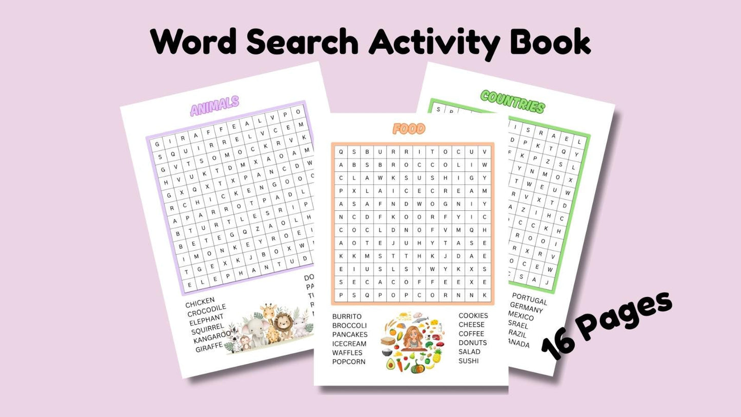 Words Search Fun Activities | For Kids And Adults | Instant Download
